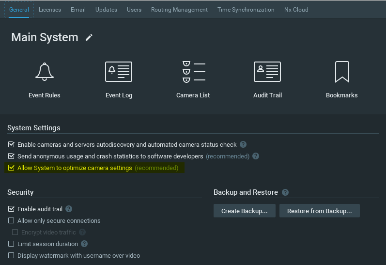 Camera Optimization Network Optix