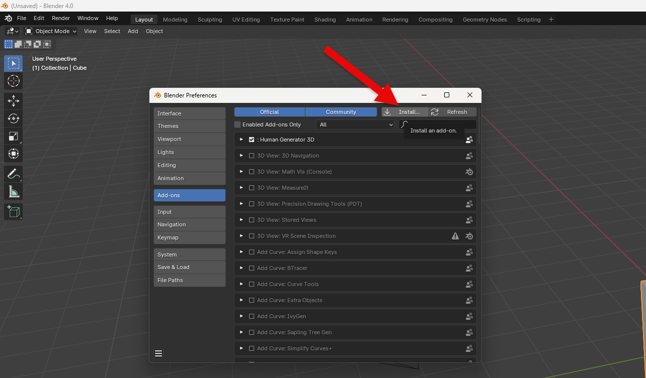Blender Plugin Installation PERCEPTION NEURON