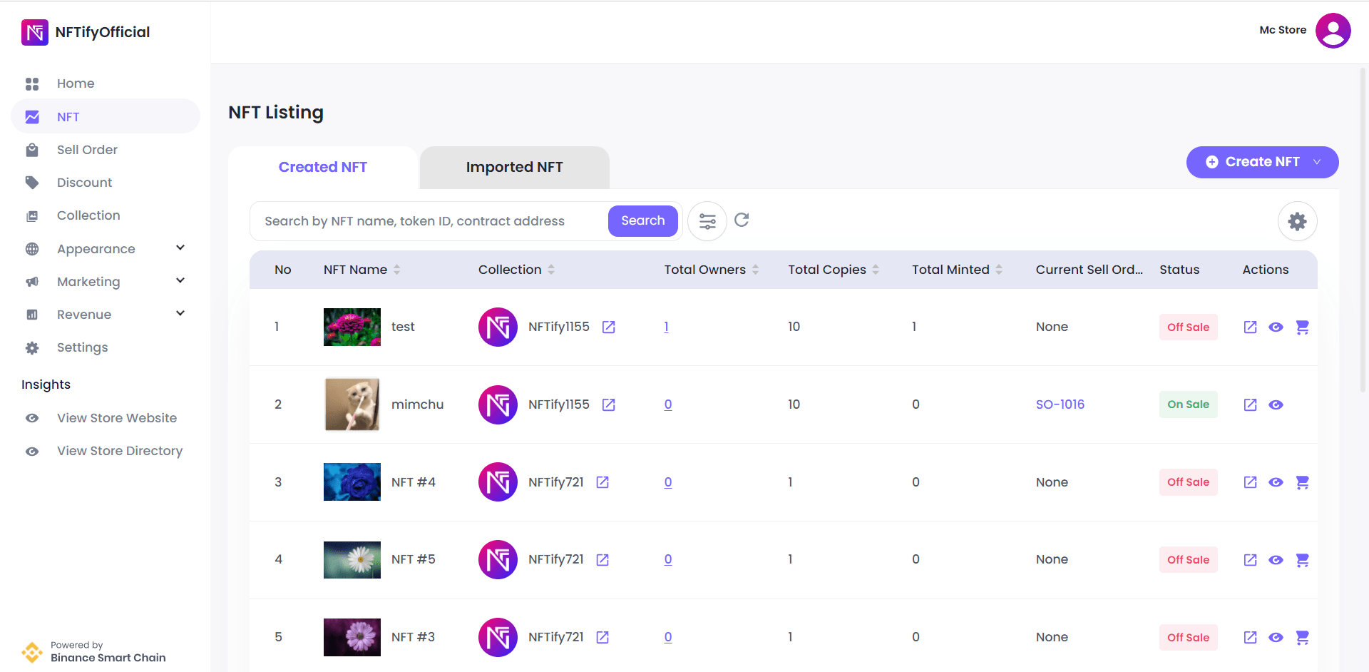 Create NFT NFTify Support