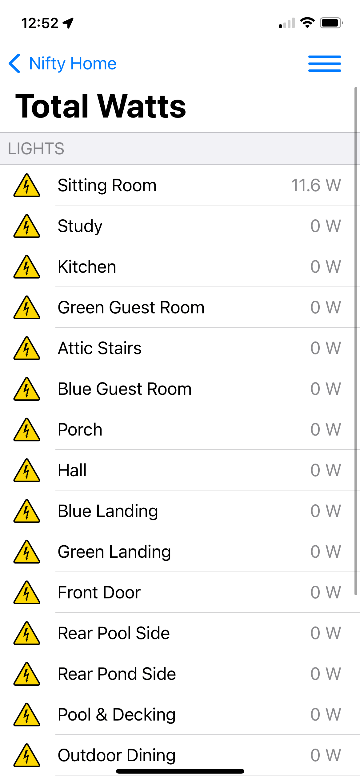 What is the 'Total Watts' section of the App