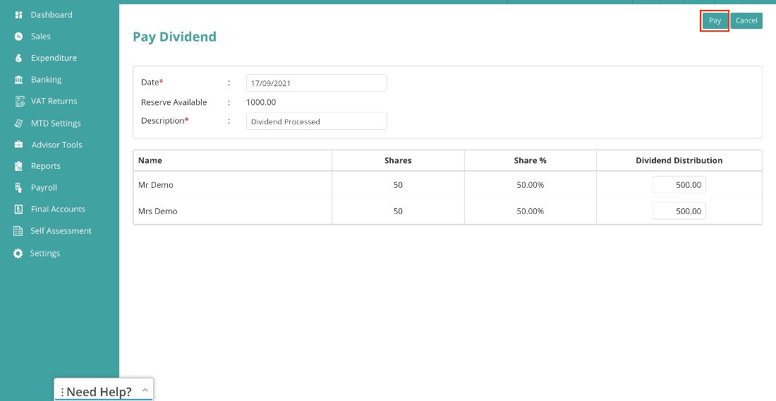 How to process dividends and produce a dividend voucher