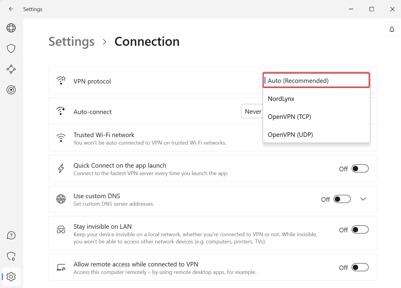 What is Auto protocol on Windows Live Chat, VPN Setup