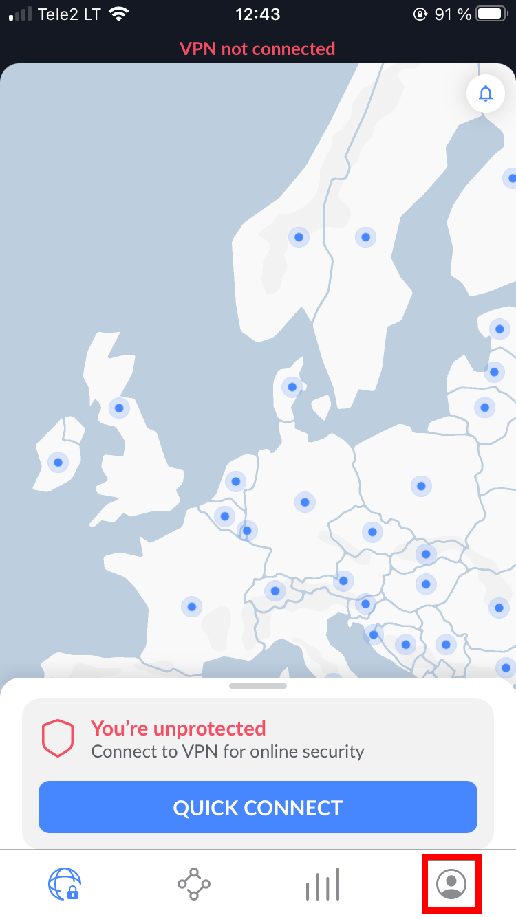 How can I use NordLynx in the NordVPN app for iOS Live Chat, VPN