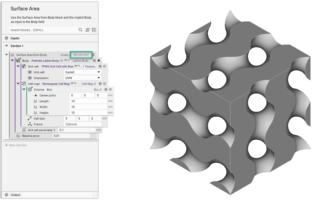 How to calculate surface area nTop Support