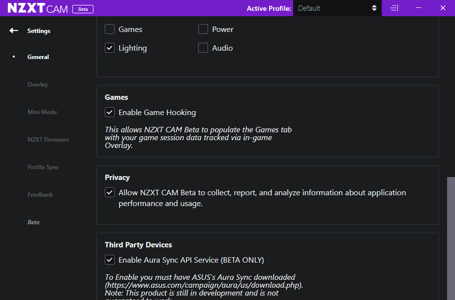 What information does NZXT CAM send back to NZXT? Why does CAM have no