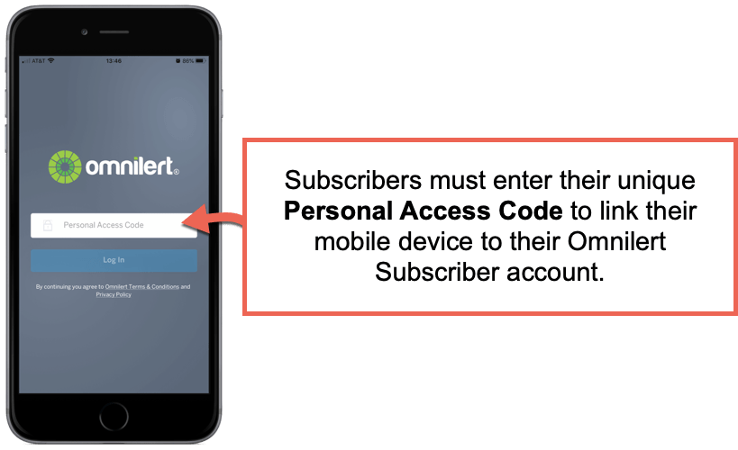 Personal Access Code (Registration Code) Omnilert