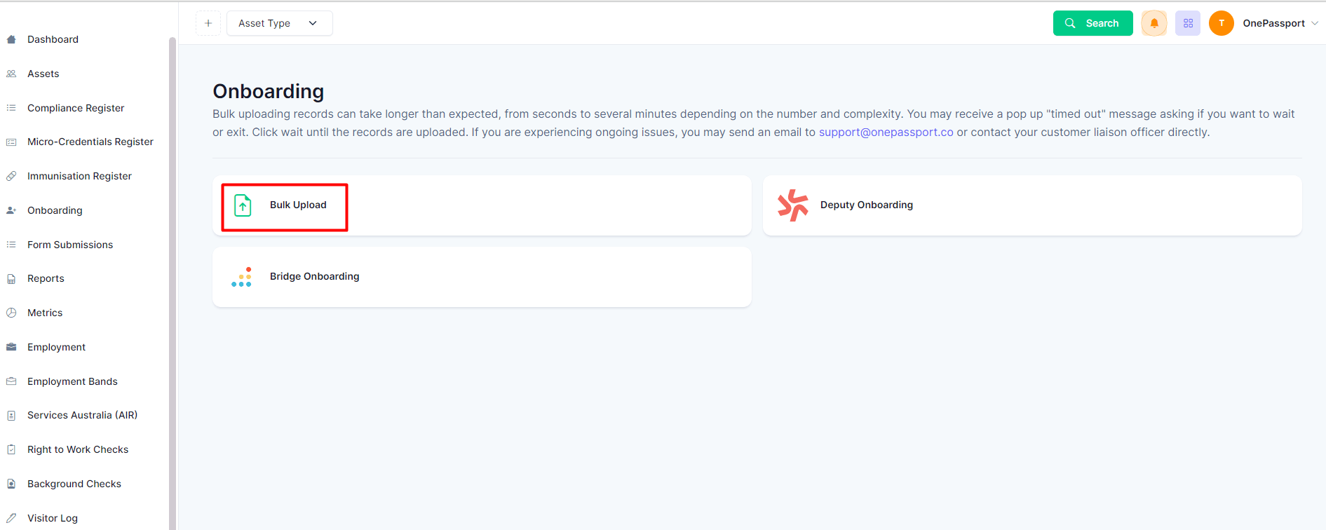 Bulk Update for Address OnePassport