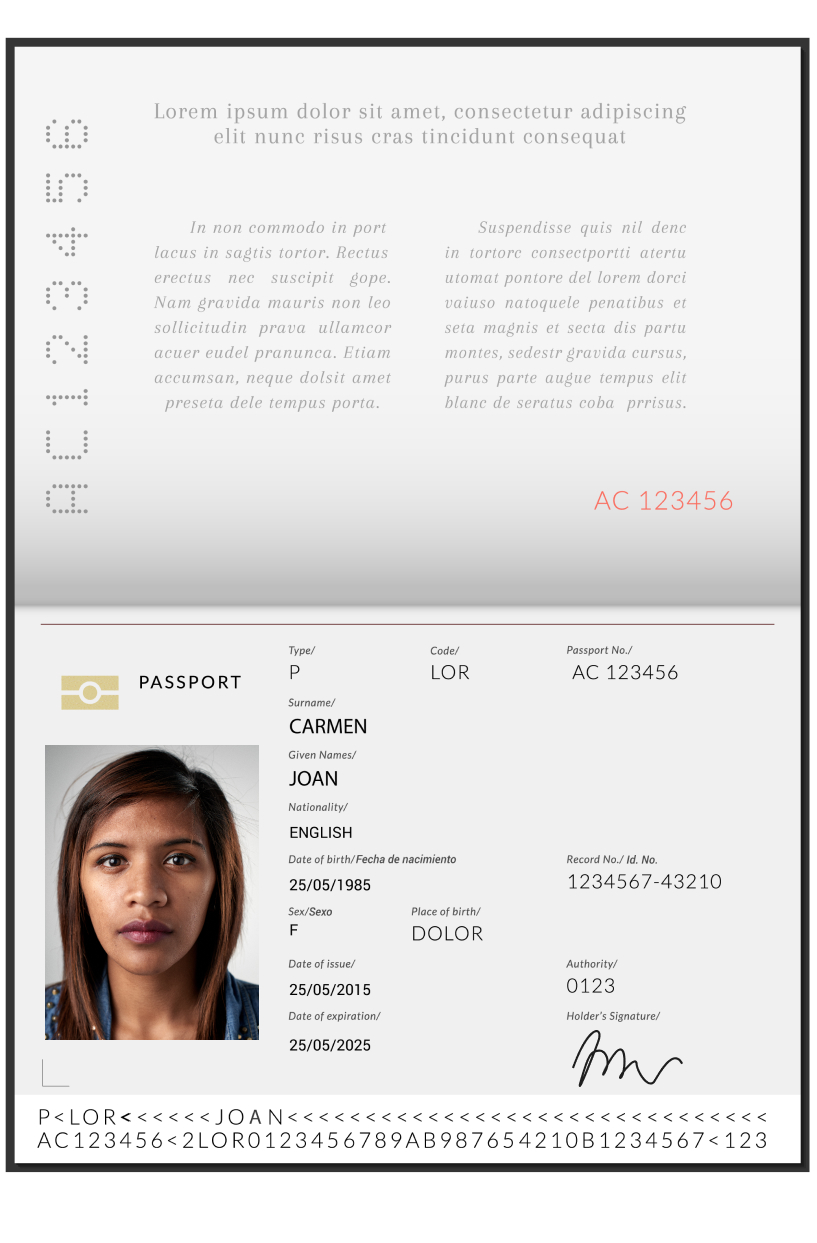 Copy of Passport (the pages with your photo and signature) Ontega
