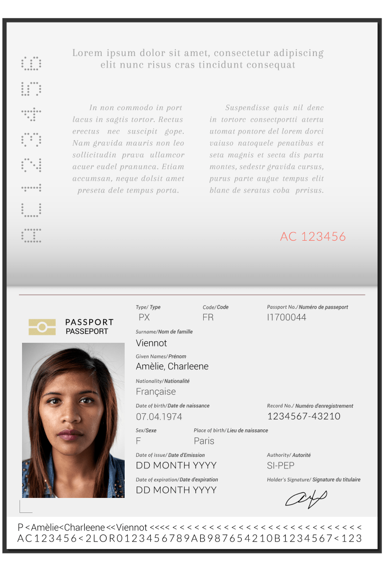 Copie du passeport (pages avec la photo et la signature) Ontega