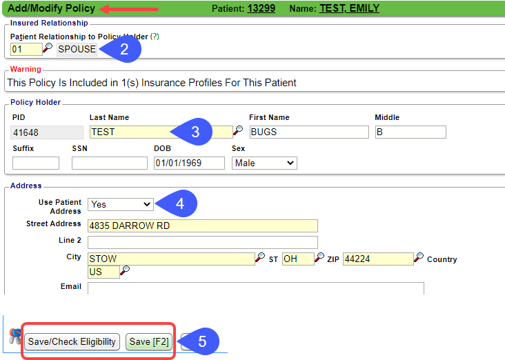 Edit the Policy Holder Information