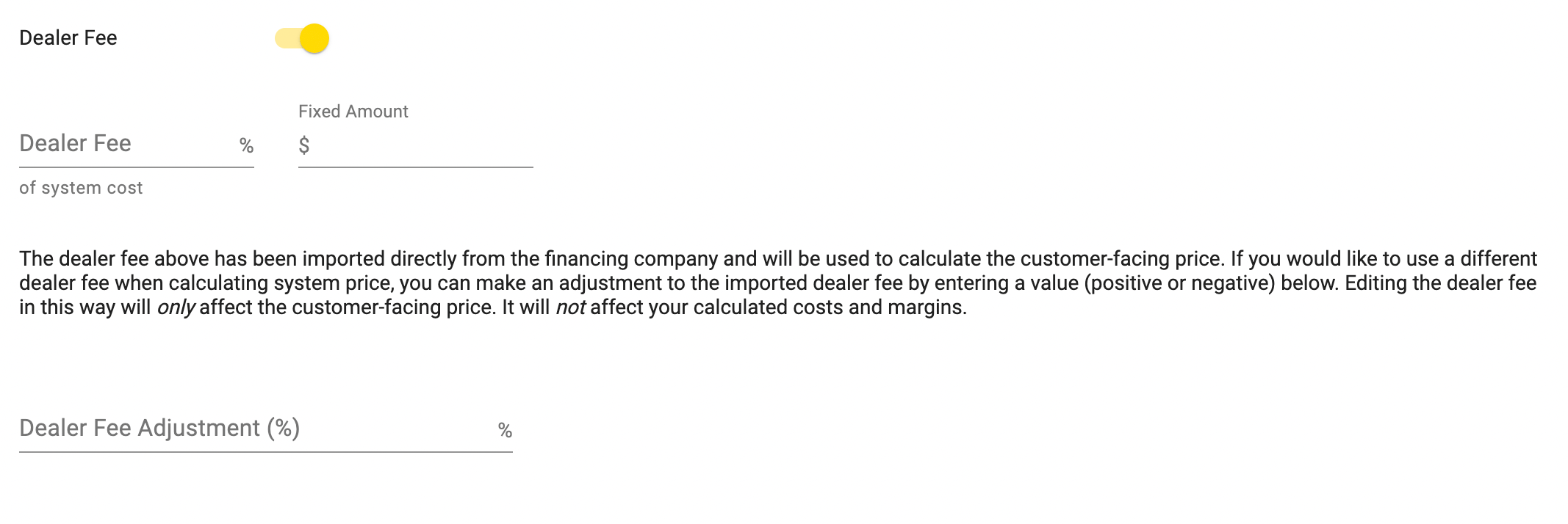 How to include a dealer fee for financed options OpenSolar
