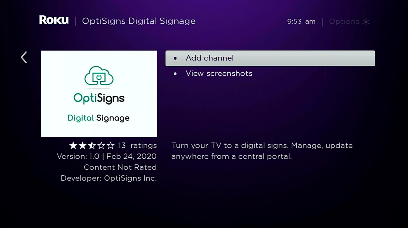How to install OptiSigns Player on Roku TVs OptiSigns