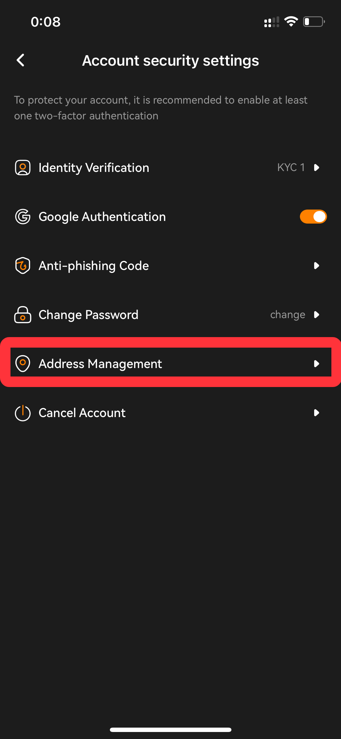 How to Add a Withdrawal Address OrangeX
