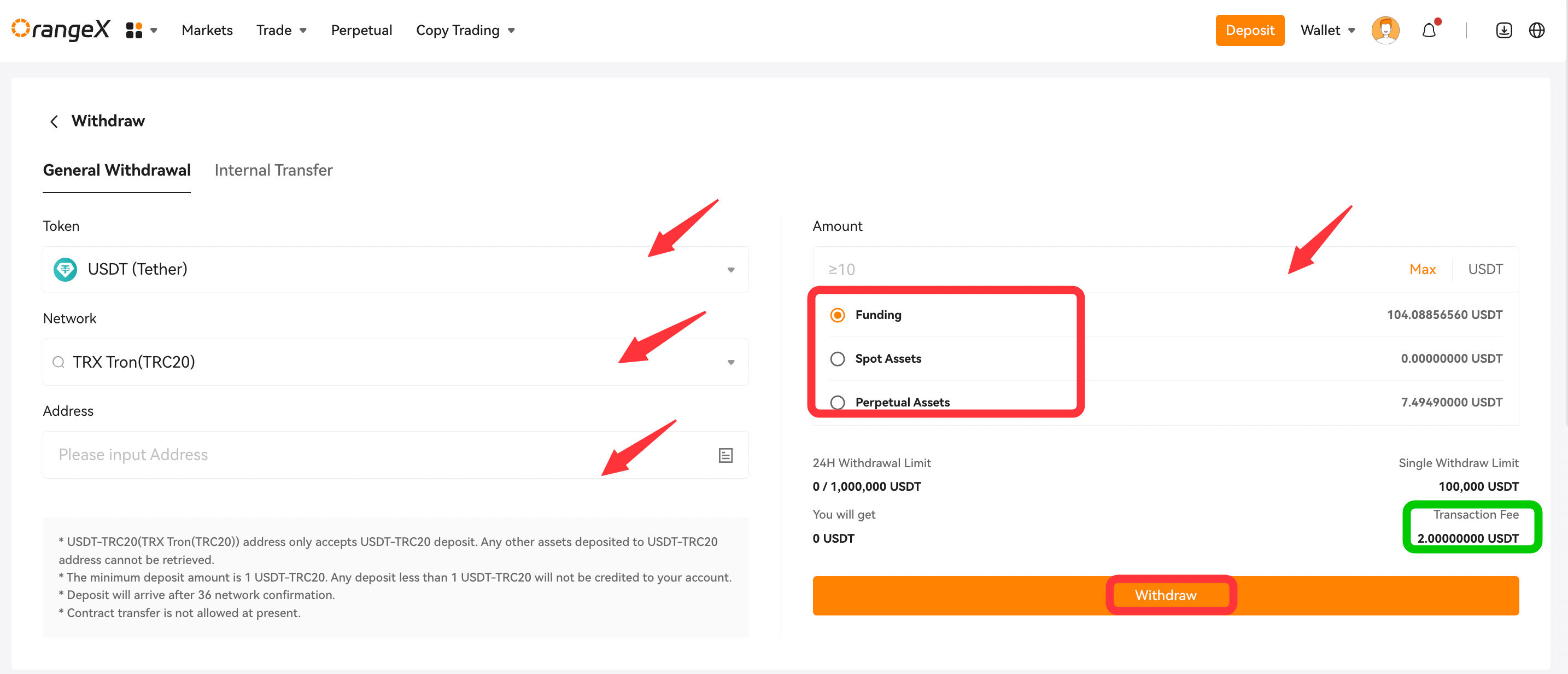 How to Submit an Onchain Withdrawal Request OrangeX