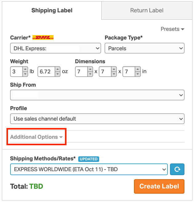 Ordoro Can I select who pays for duties for DHL international shipments?