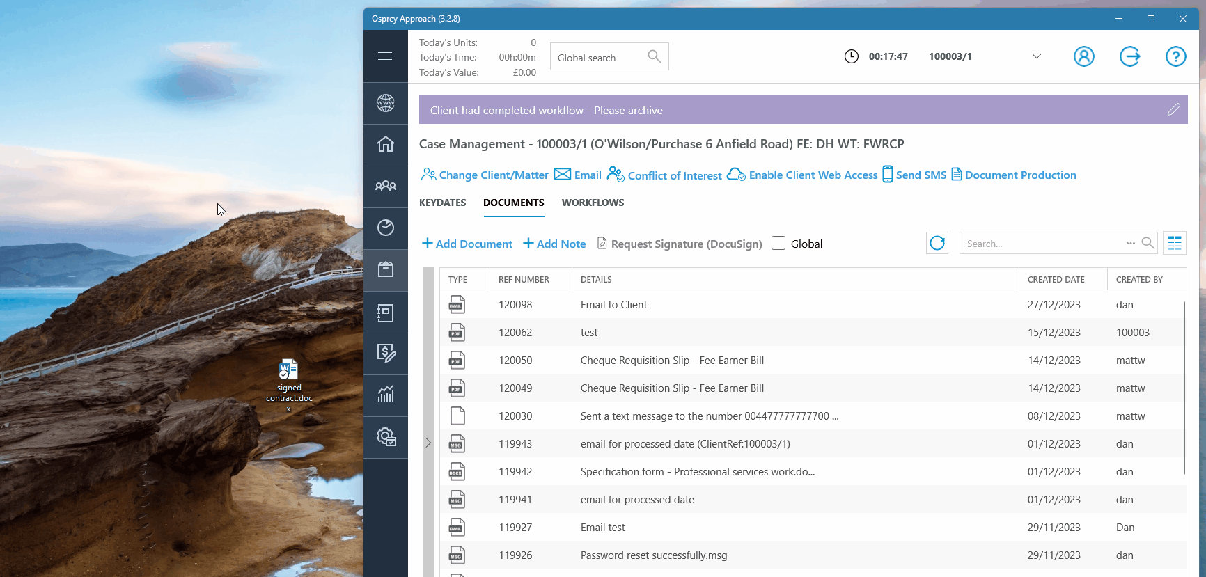 Add an Item to the Matter History (App) Osprey Approach Customer