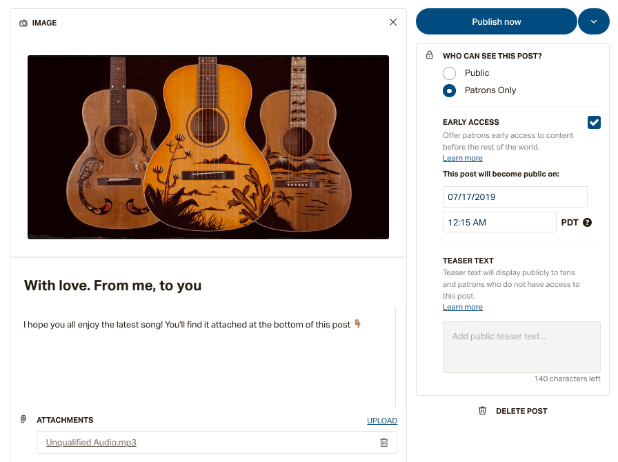 How do I set up an early access post? Patreon Help Center