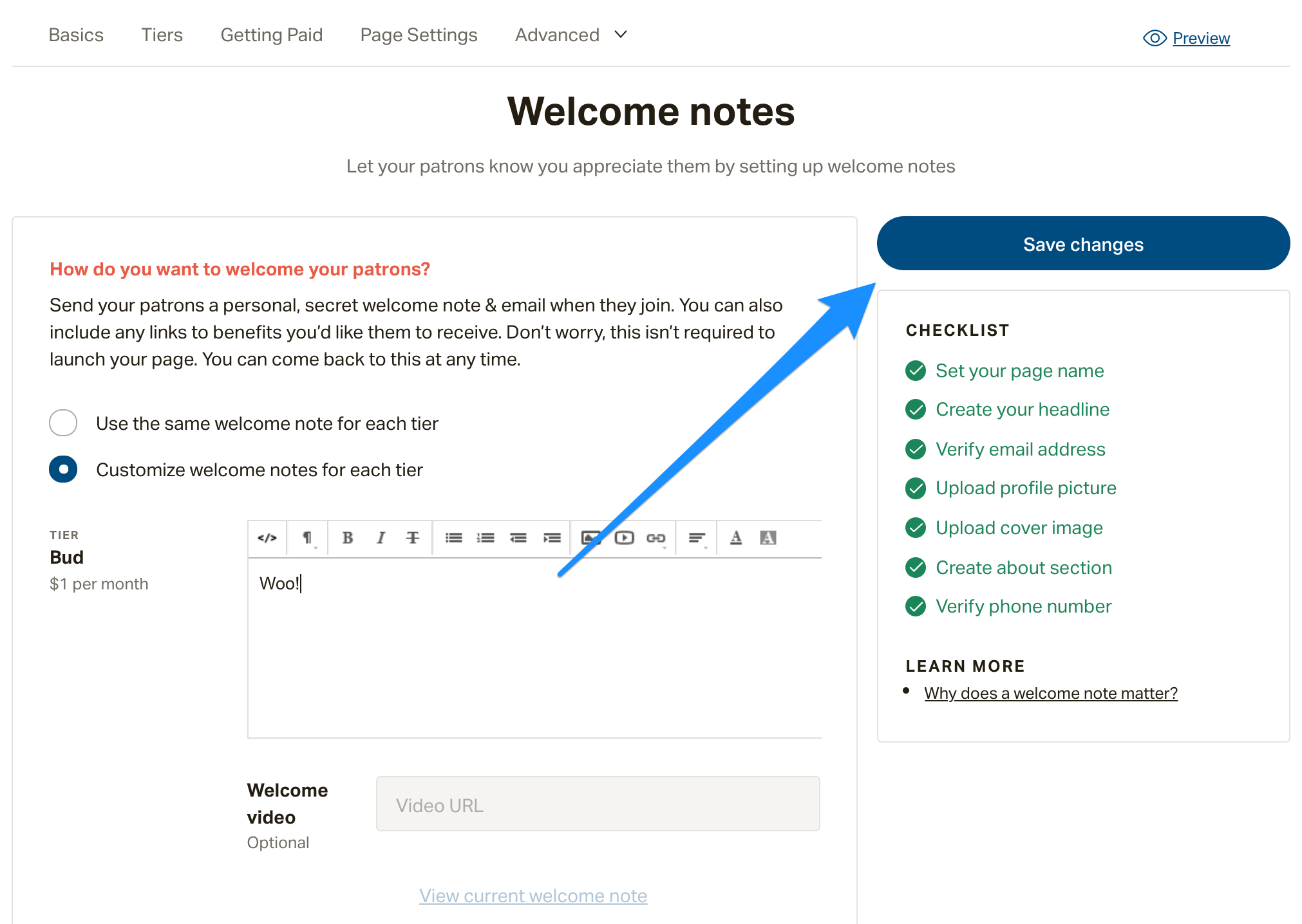 Make tiered notes Patreon Help Center