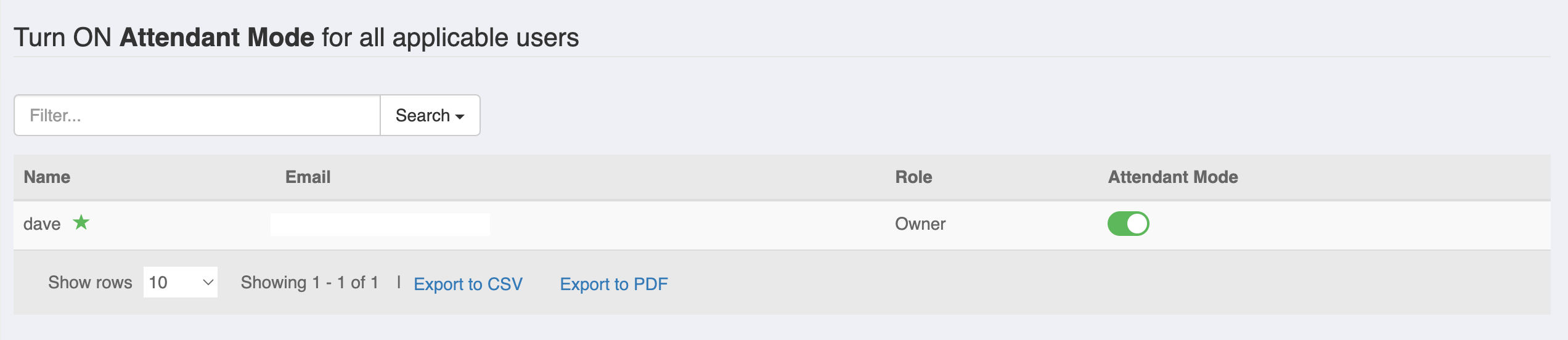 Attendant Feature SetUp PayRange Support