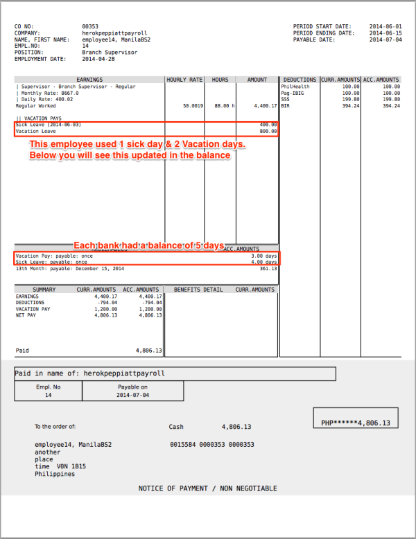 How to Manually Track Fixed Vacation Leave / Sick Leave on PayrollHero