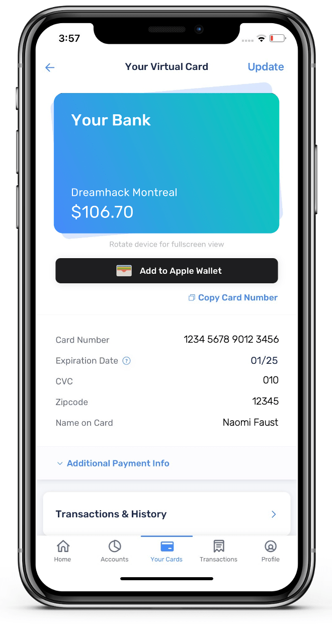 How do I add my virtual card to my mobile wallet? Extend