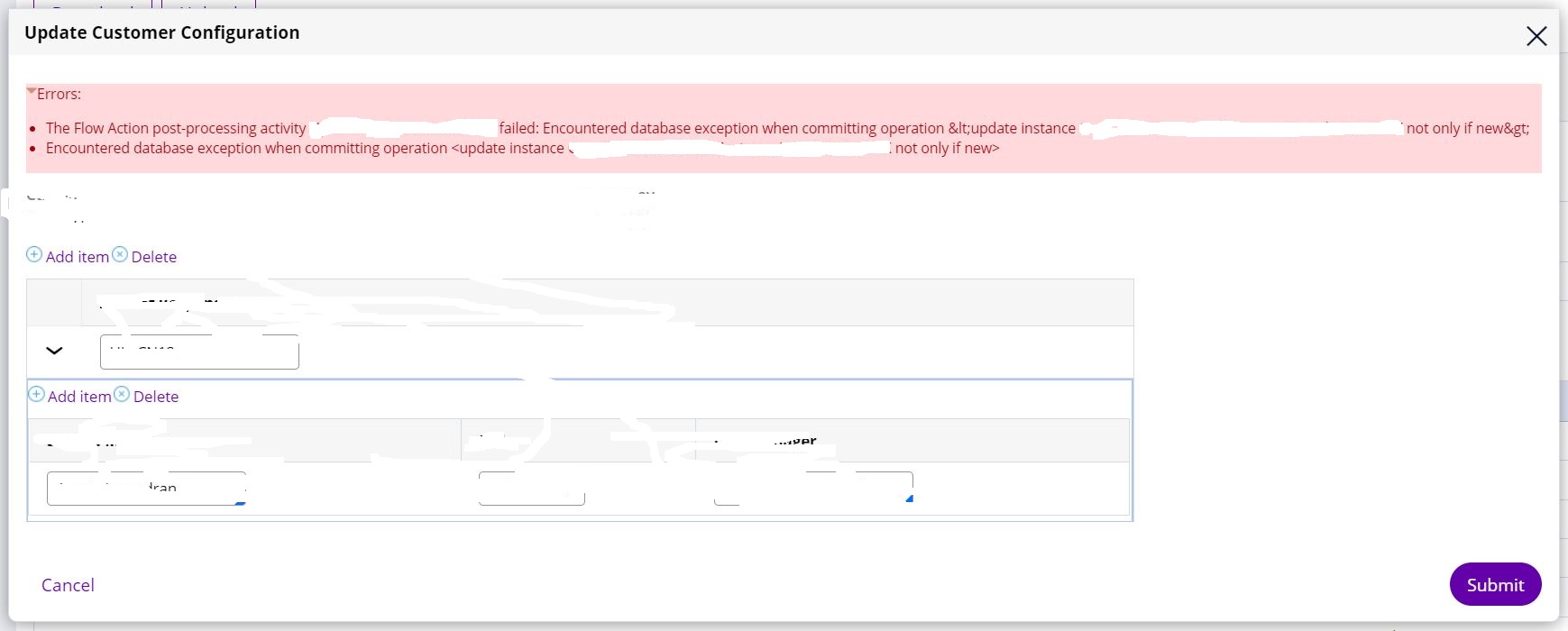 After enabling security auditing for a data class facing DB exceptions