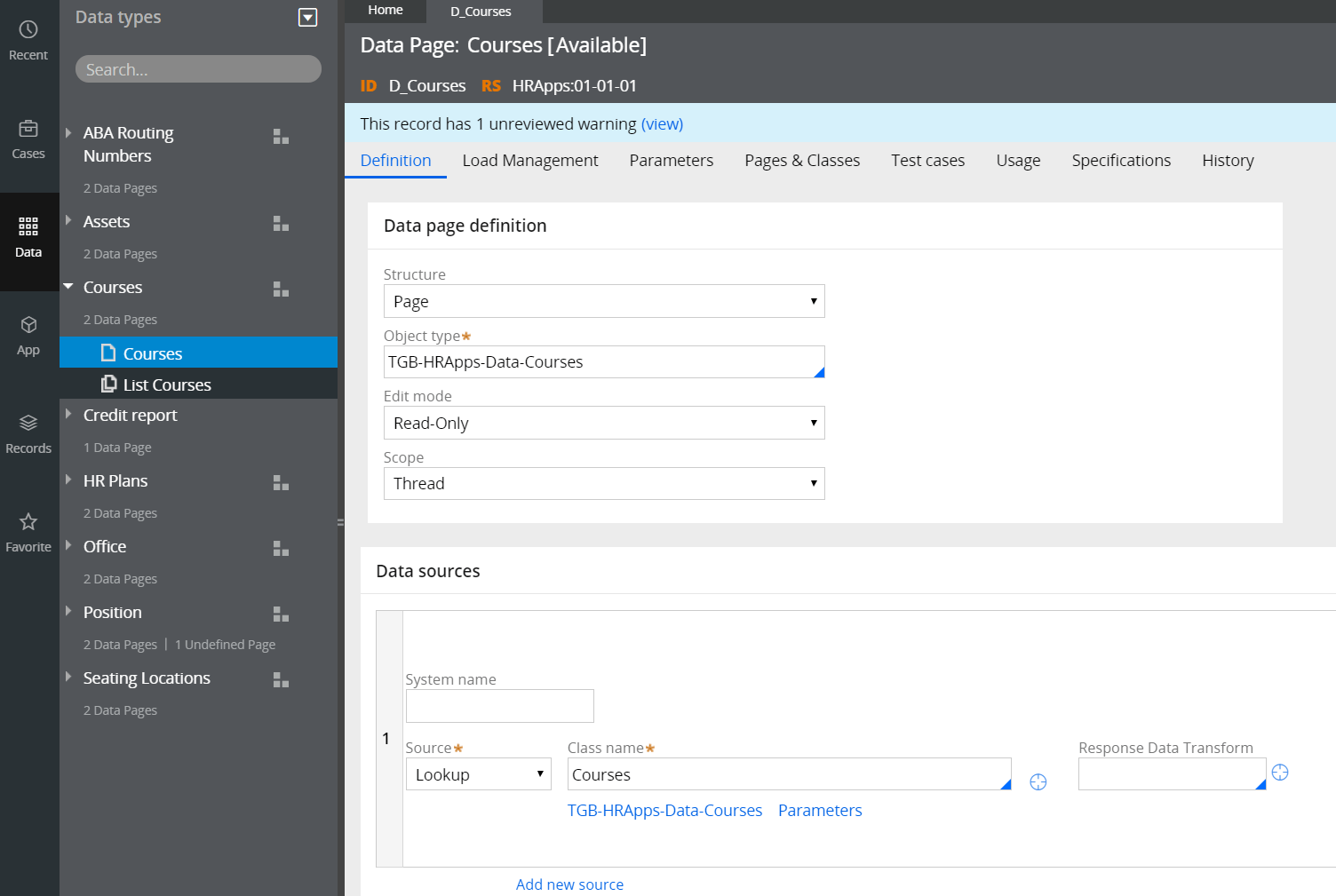 What is the difference between data type and data page in pega 7.x