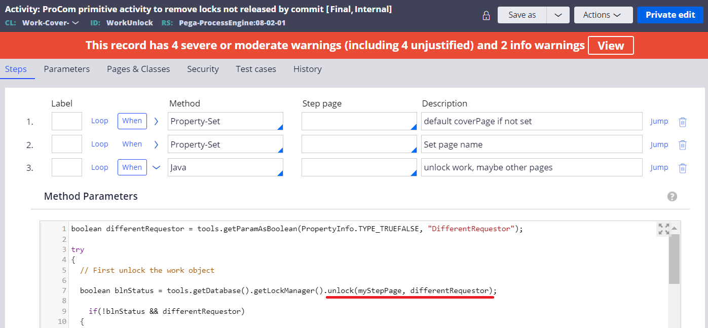 Pega Lock mechanism Support Center