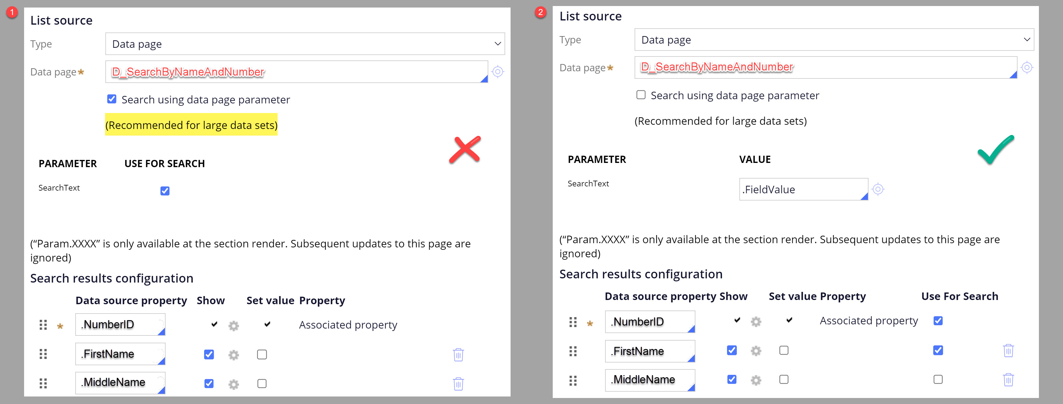 no results found when using Search using data page parameter Support Center