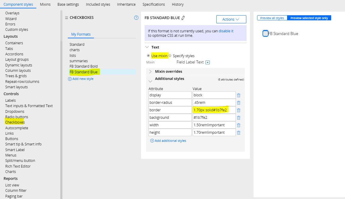 How to apply border for checkbox Support Center