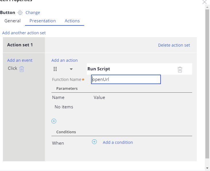 Reference external URL in Pega portal current window in Pega 7.2.2