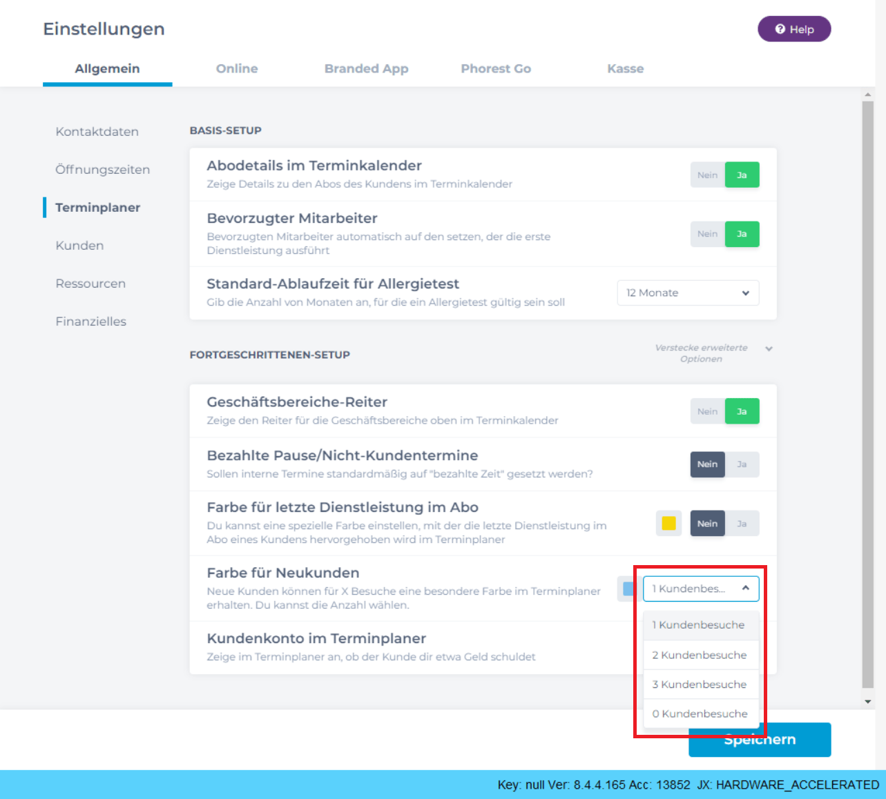 Wie kann ich Neukunden im Terminkalender farblich hervorheben