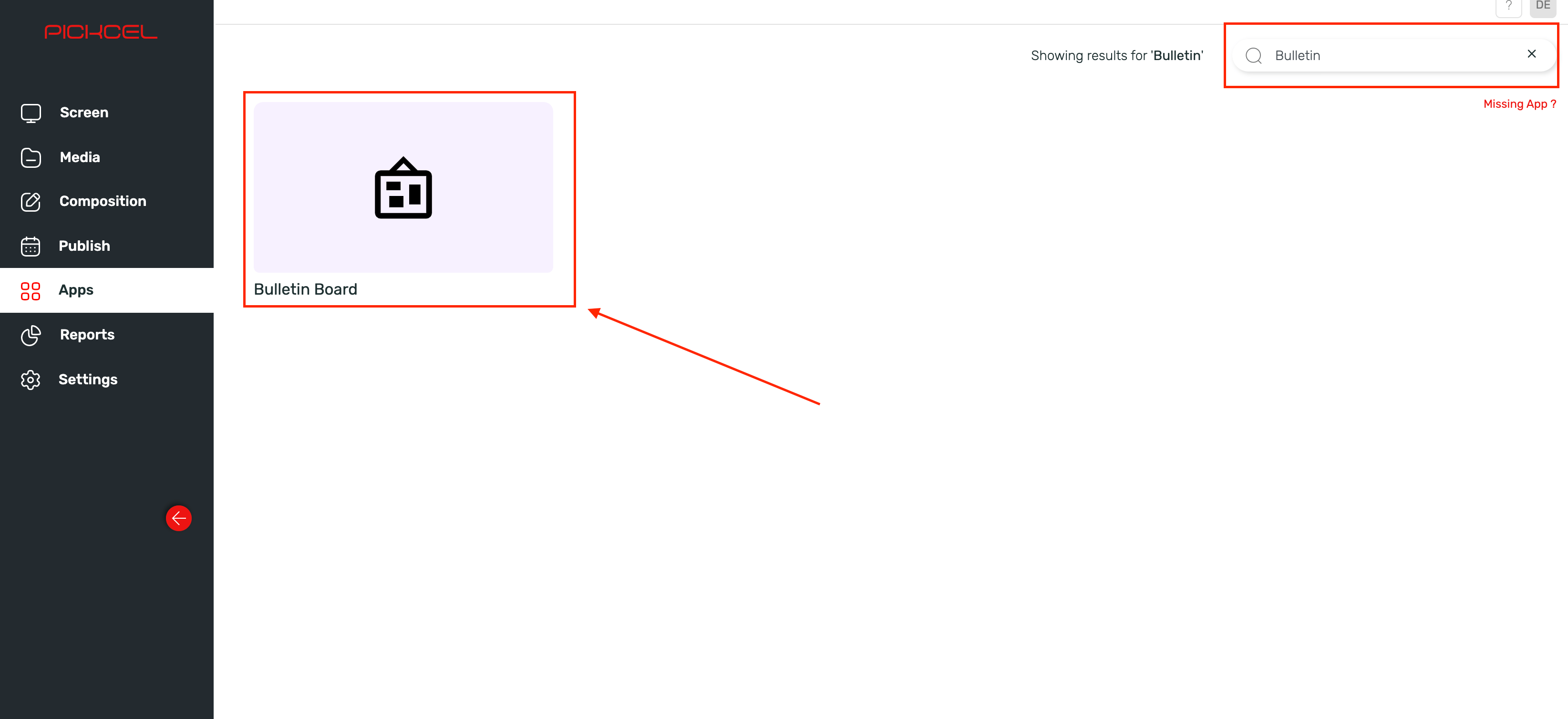 How to add bulletin board from Pickcel Digital Signage App Store?