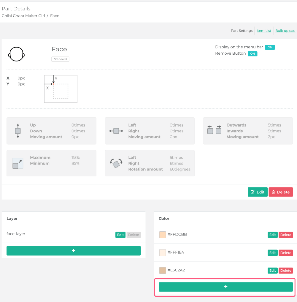 Add color to the part Picrew Support