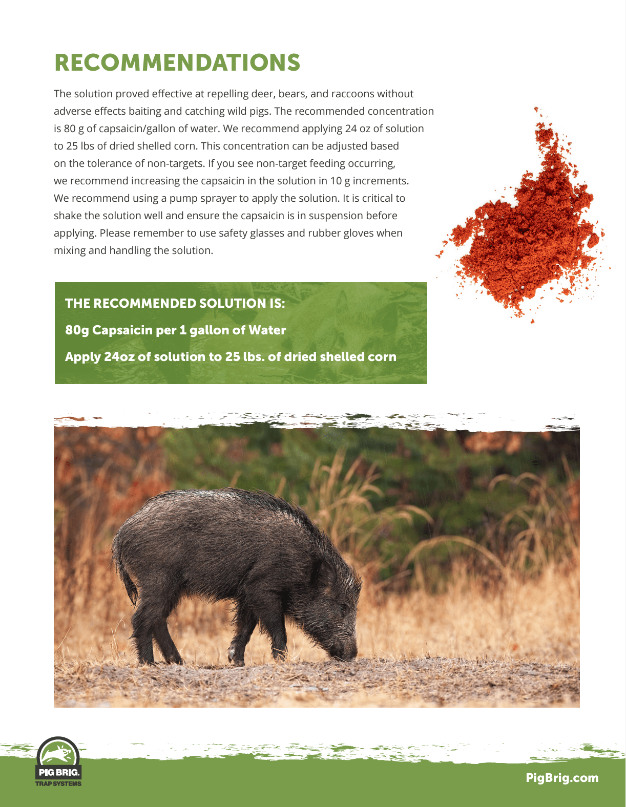 Capsaicin Repellent Trial Pig Brig Support Center