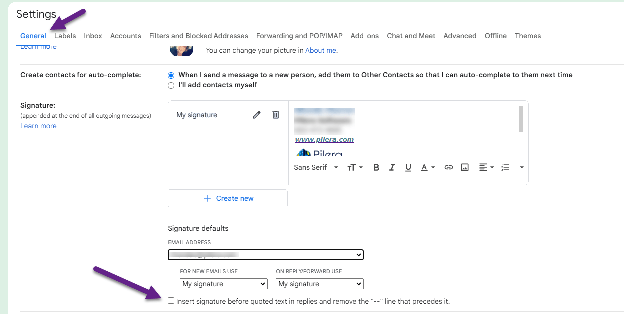 Message Inbox AutoSignatures & Threaded replies TIPS to help clean