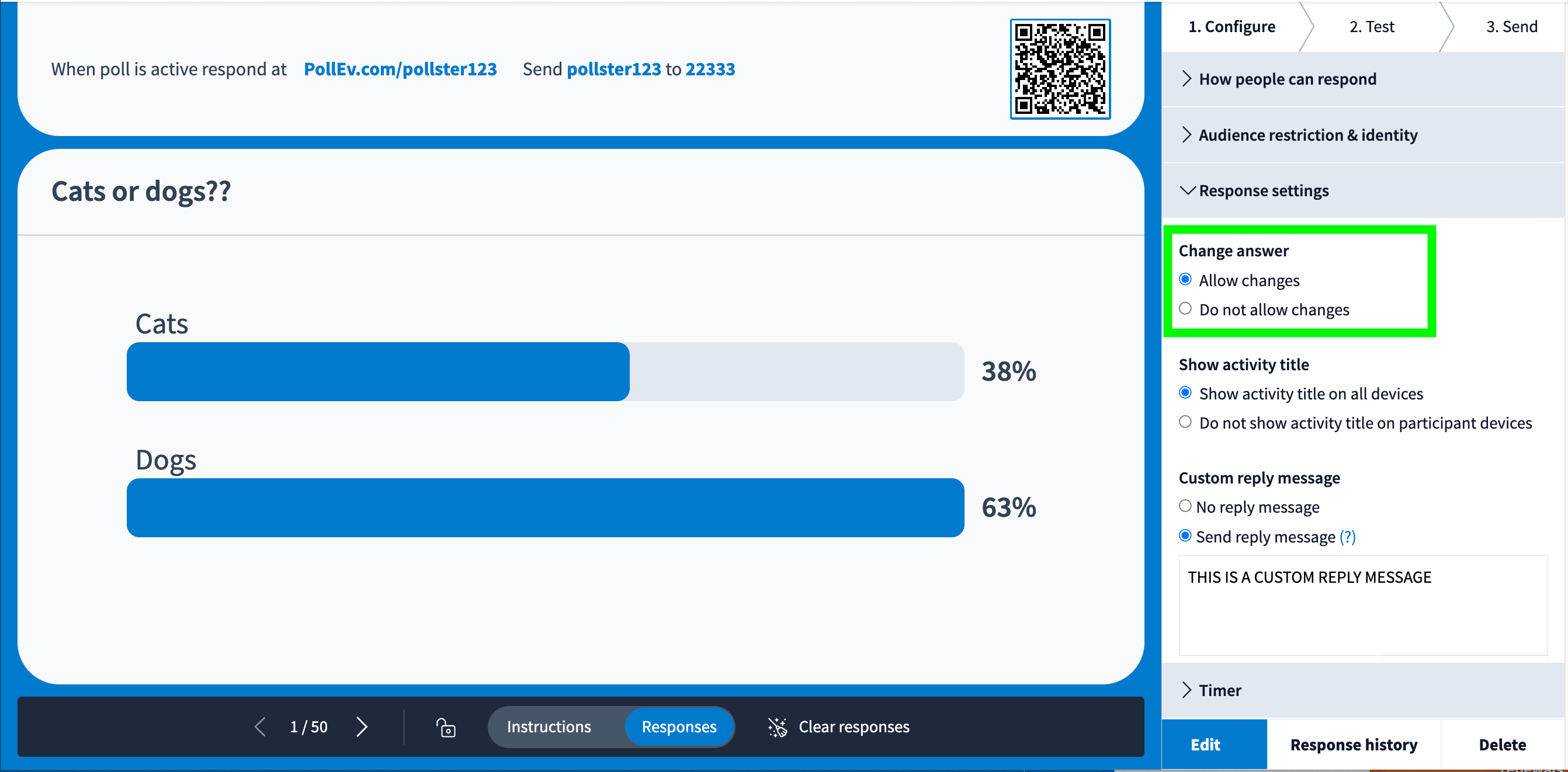 Change answer Poll Everywhere