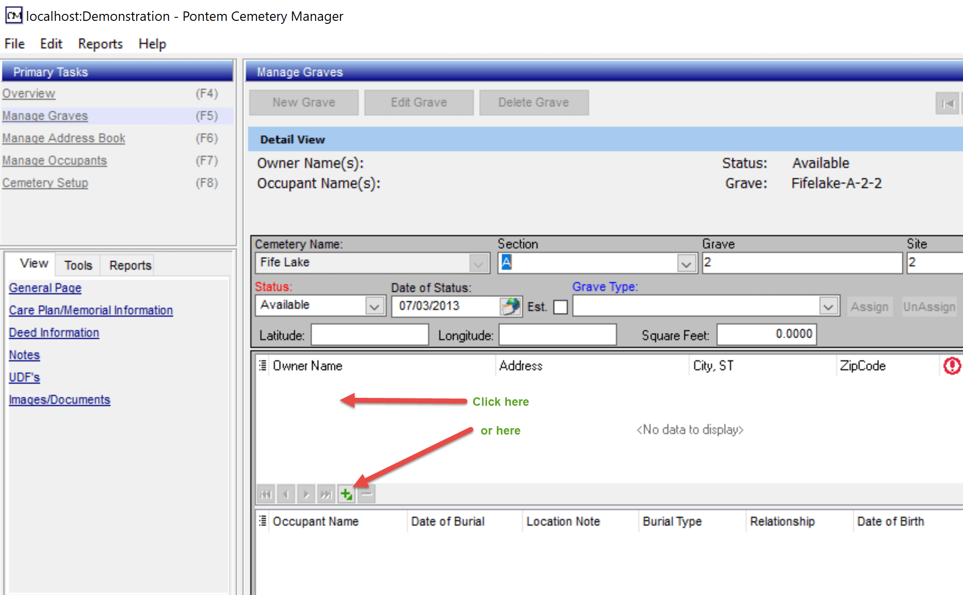 How to Associate Owners to Property Records Pontem Cemetery
