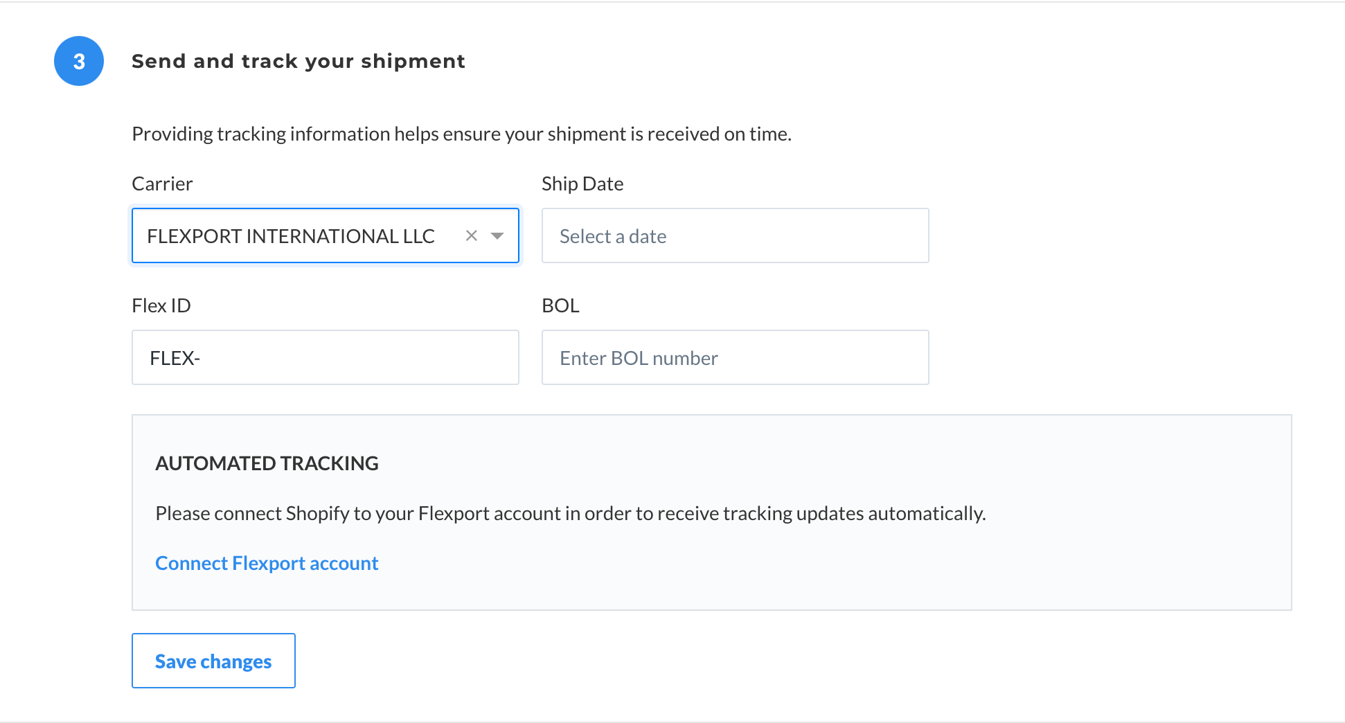 Add shipment tracking details to inbound shipping plan Flexport Help Center