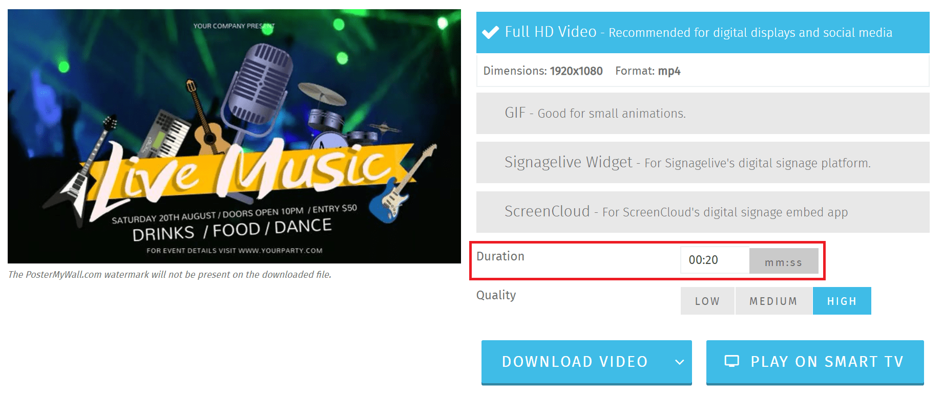 Can I change the duration of my video download? PosterMyWall Help Center