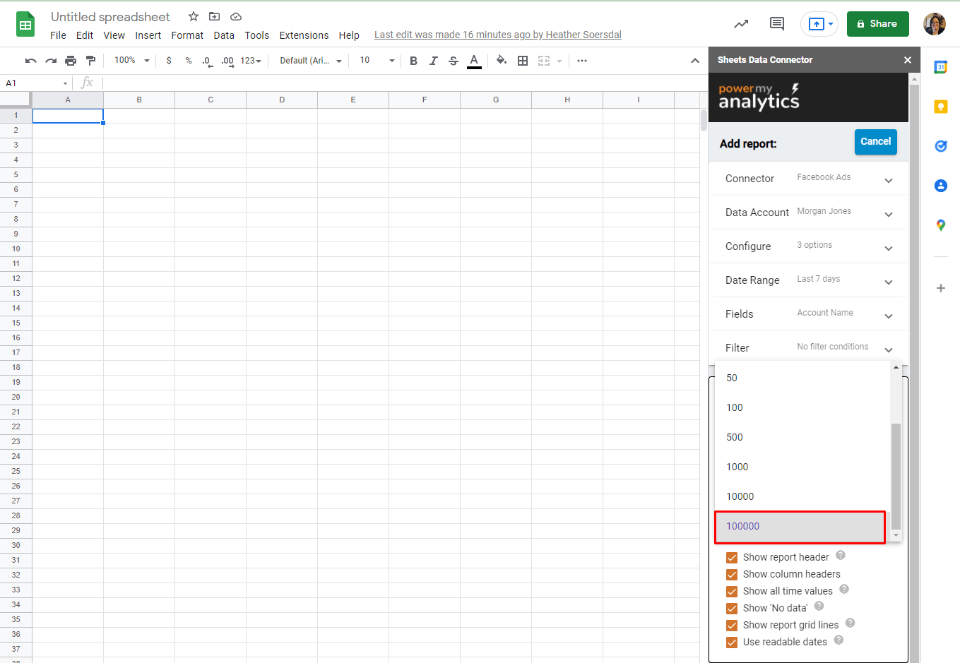 Missing Data in Google Sheets Report