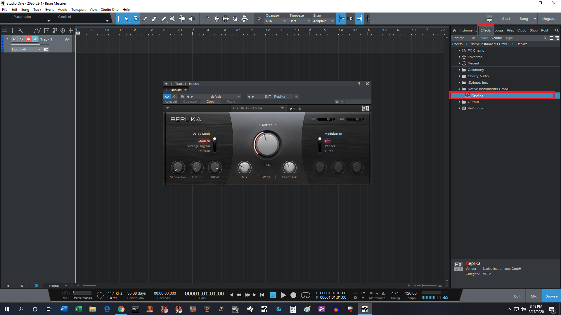 Installing the Native Instruments Replika Plugin that comes with the