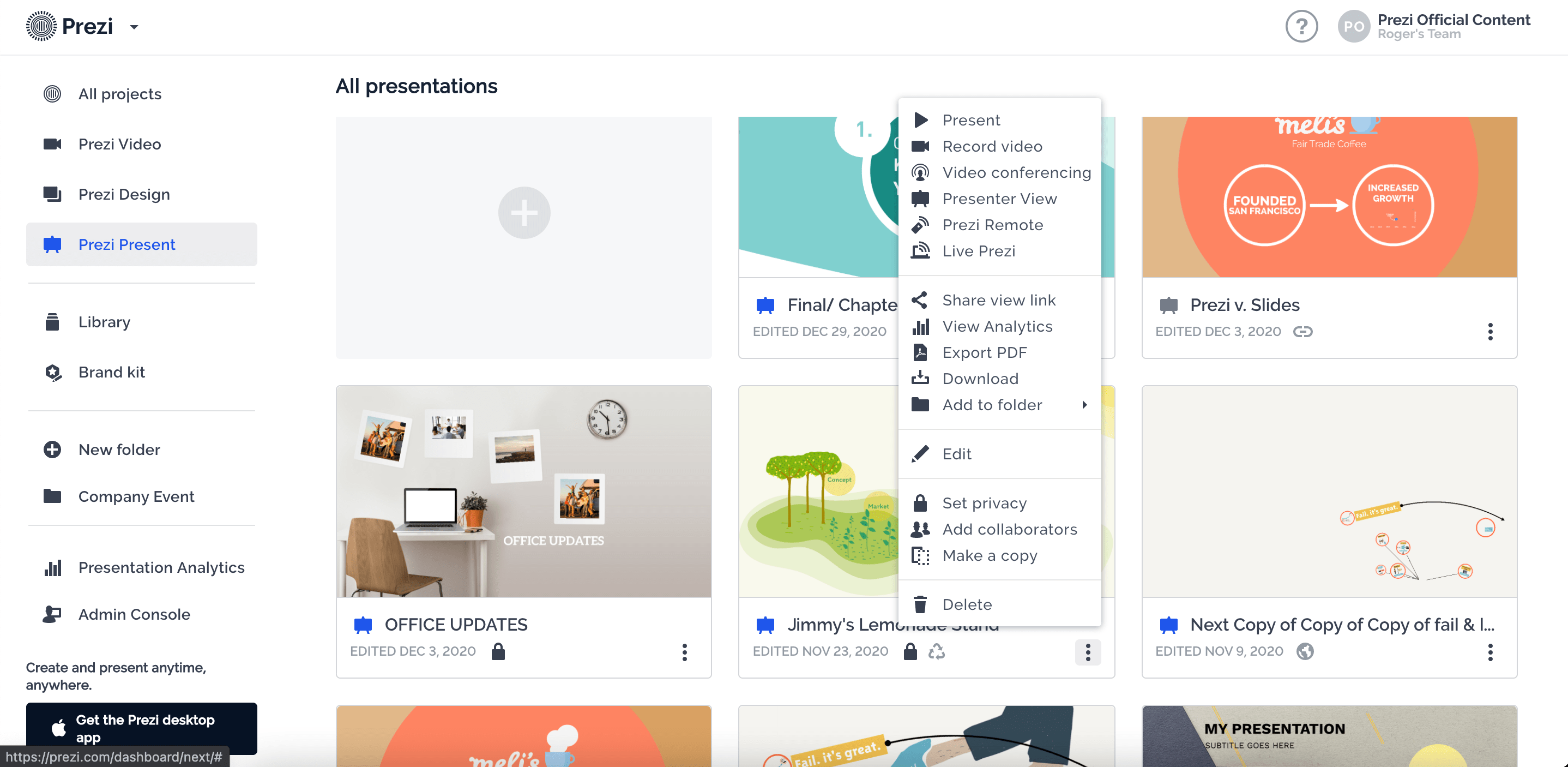 Navigating the Prezi dashboard Prezi Support Center
