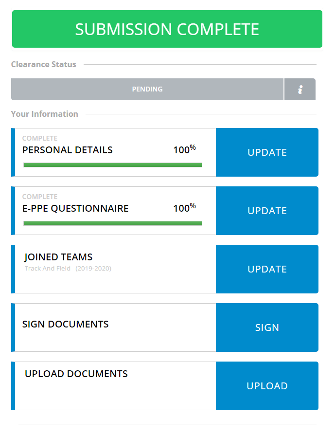 Completion Status Help Center