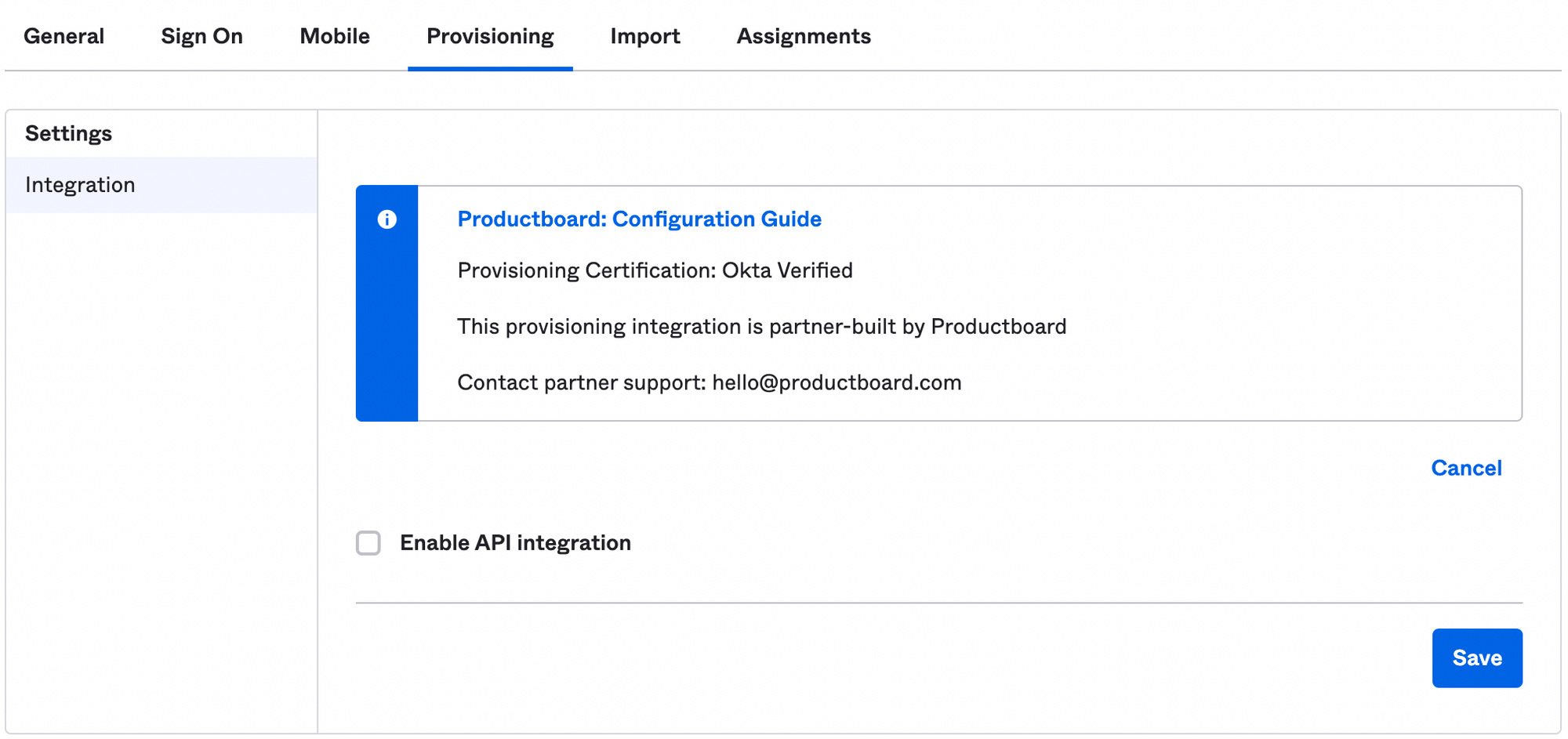 Setting up SCIM provisioning with Okta Productboard Support