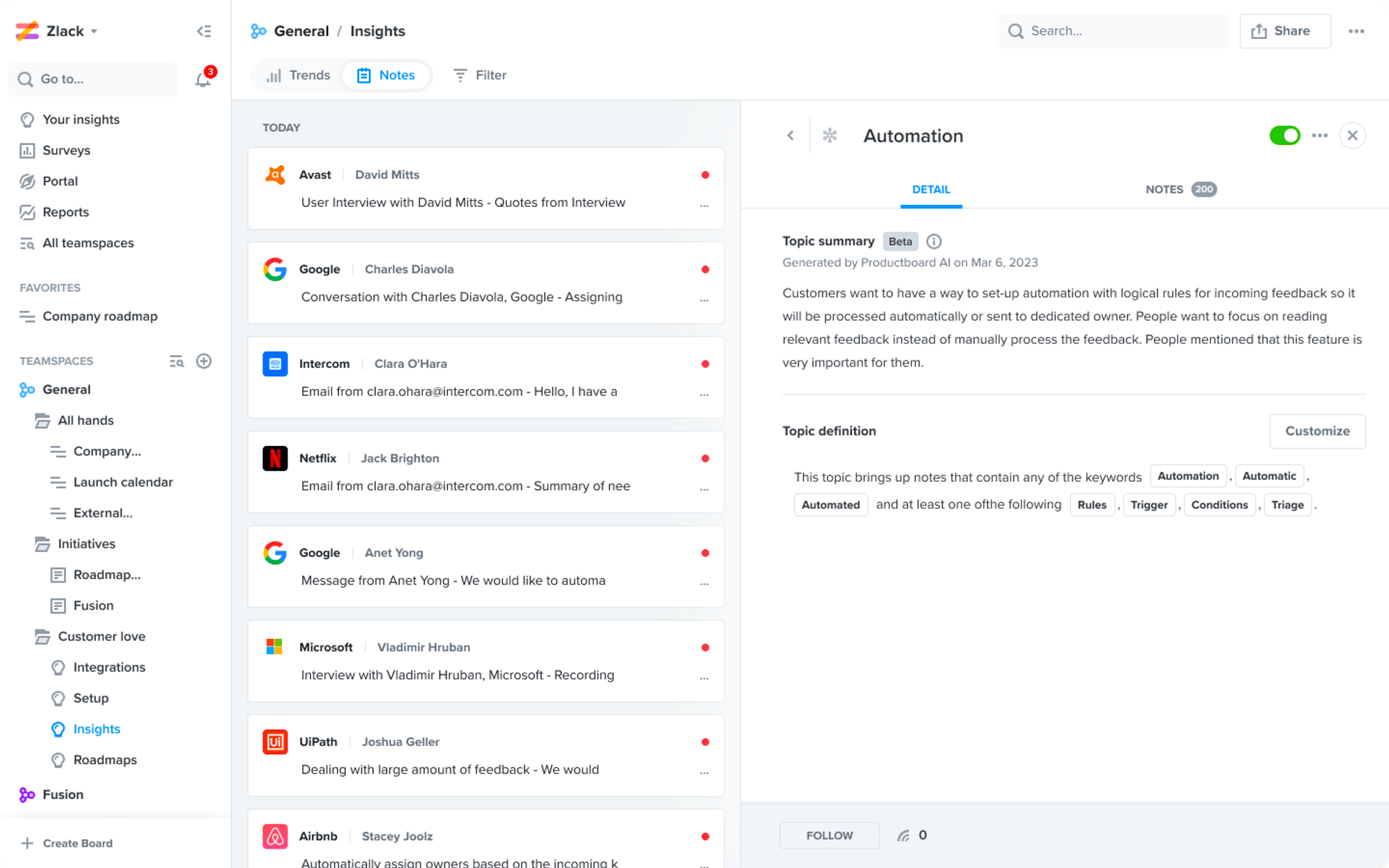 BETA Productboard AI helps product teams supercharge daily tasks