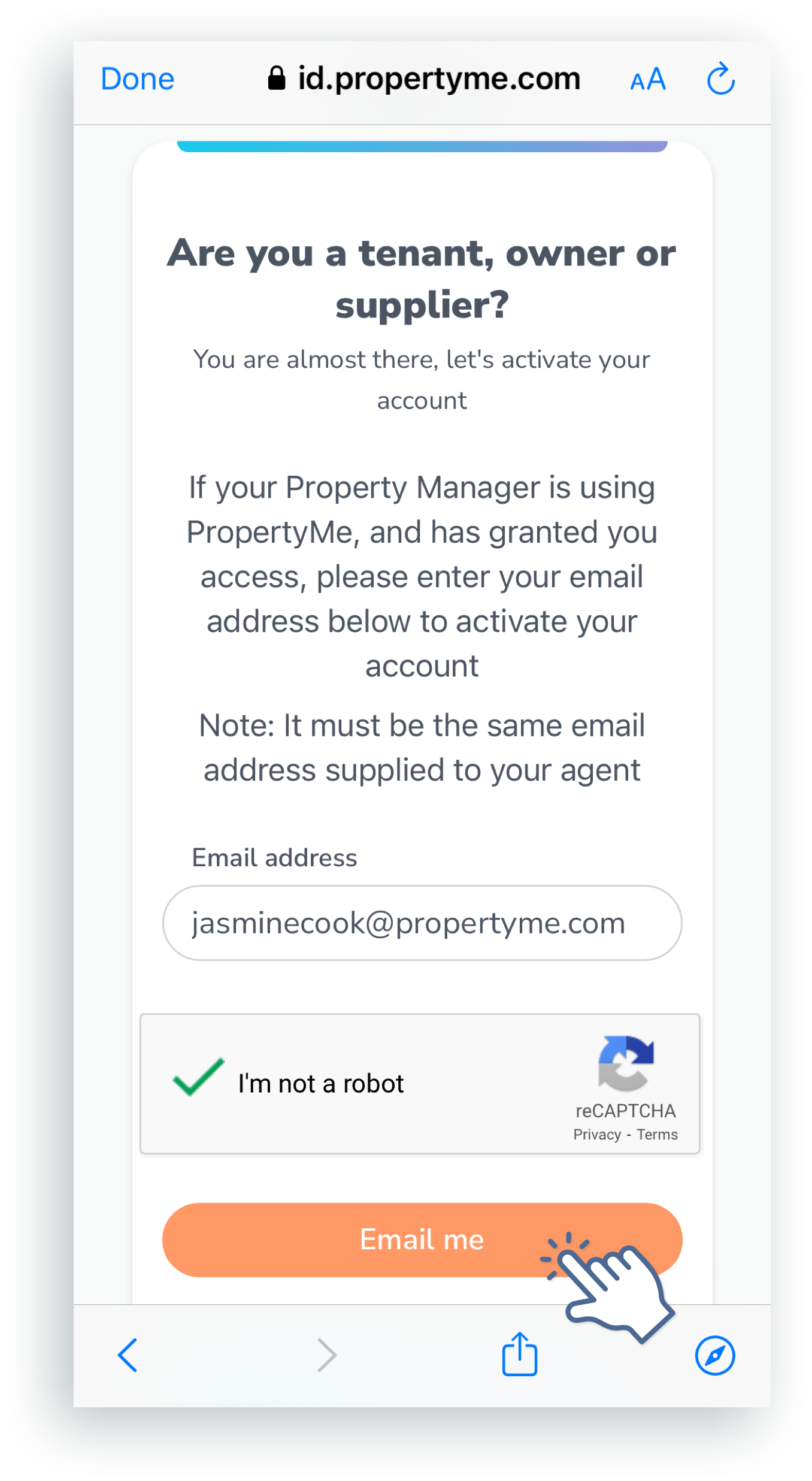 Signing up to the Tenant App PropertyMe Customer Support