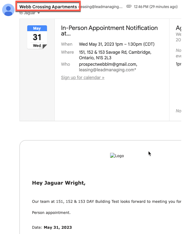 Prospect Notifications Updating Sender Name and Sender Email Address