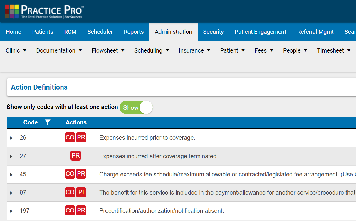 Adjustment Code Actions Practice Pro Knowledge Base