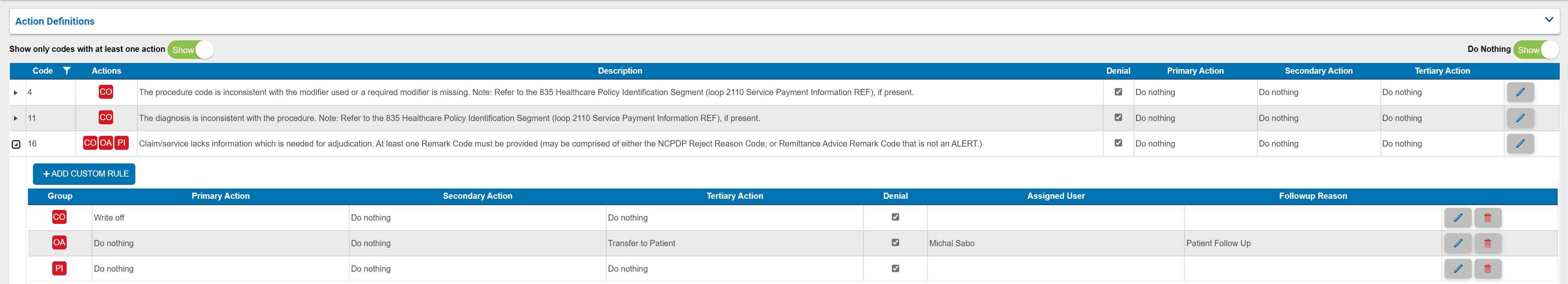 Adjustment Code Actions Practice Pro Knowledge Base